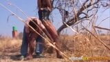 Naughty african woman outdoor BDSM public whipping for steal snapshot 14