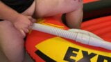 Fat Helmet Guy On Inflatable Boat Rubbing and Humping Vacuum Hose On Small Penis snapshot 13