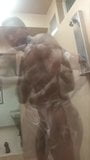 Perfect black muscle shower jerking off cum snapshot 2