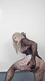 Blonde Crossdresser Tease in Bodystocking and Cumming a Lot snapshot 8