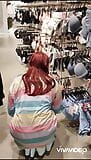 OUTDOOR RED HAIR BITCH walking with a PLUG and MASTURBATING in the DRESSING ROOM snapshot 4