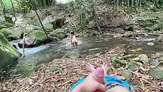 Stepsister Showers in the River While Watching Her I Masturbate ...