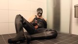 Wank in Rubber, Waders and gasmask with cumshot snapshot 6