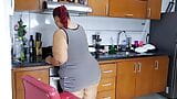 My stepmom sucks my dick in the kitchen, I love how she swallows it all snapshot 1