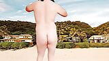 Heet homo blondine model op het openbare strand sexy naakt dansende dikke kont tiener travestiet snapshot 6