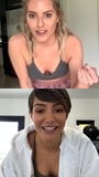 Frankie Bridge teaching Mollie King a dance over webcam. snapshot 2