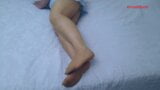 Anna is on the bed, showing off in pantyhose. snapshot 4