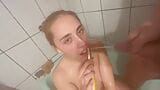 18 year old blonde drinking Brushing and swallowing piss snapshot 2