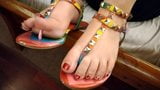 Sexy red toenails and Multi-color thong sandals snapshot 8