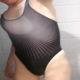 Femboy in high cut tight swimsuit snapshot 8