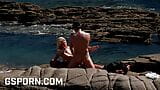 Threesome in the beach fucking the ass of sexy french blonde girl snapshot 16