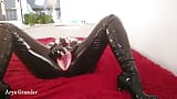 Home Sex Masturbation, Pvc Catsuit and Dildo Solo Relax Play, Part 2 snapshot 7