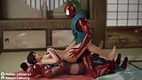 Mai Shiranui zostaje zalana przez dwóch spidermanów jednocześnie snapshot 3