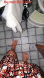 Master Ramon pisses in hot satin shorts on his slave's cleaning sponge, evil snapshot 1