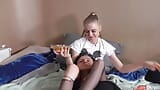 brat girl home spitting with food and hand over mouth snapshot 8