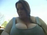 Fat Woman masturbates outdoors snapshot 2
