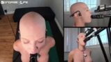 Advanced Dildo Training for sexy bald woman snapshot 11