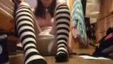 Teen slut practicing wearing underwear over her 6 inches dildo snapshot 8