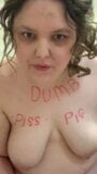 Fat dumb pig Lexie pisses and pours piss on herself – humiliation snapshot 5