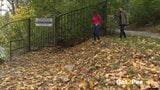 Brunette Friends Piss Together By River snapshot 2