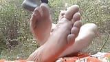 Chubby techno feet and cumshot in forest snapshot 9