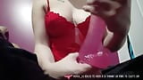 Vends-ta-culotte-sexy joi met jonge schoonheid in rode nachtjapon snapshot 3
