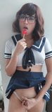 Hot asian schoolgirltrap jerking and cumming on her lollipop snapshot 4