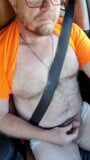 Pig pulls out his small hairy dad dick and jacks off in car snapshot 8