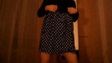 Crossdresser in polkadot dress having fun alone at home snapshot 4