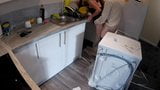 Wife seduces a plumber in the kitchen while husband at work. snapshot 13