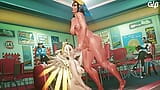 Futa Pharah masturbándose en Mercy snapshot 7