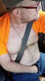 Pig pulls out his small hairy dad dick and jacks off in car snapshot 2