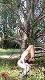 Outdoors, Blonde Girl Dancing and Musturbing in a Public Park snapshot 9