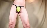 Young twink bulge and bubble butt in yellow thong bikini snapshot 1