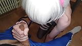 Femboy Cross under the table served the big dick of the owner 's daddy in adidas ! snapshot 6