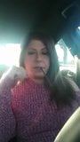 Milf Smoking More 120 in the car snapshot 1