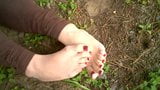 Chubby Latina soles outdoors snapshot 14