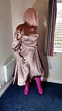 Hot tv crossdresser Nottstvslut in full length bronze metallic satin snapshot 9