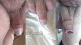 triple view of uncut semi hard cock, waggling to All Saints snapshot 2