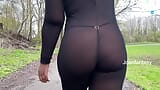 Out for a walk in a sheer jumpsuit snapshot 4