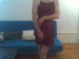 Red satin dress for a cute crossdresser pt.1 snapshot 1