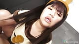 Японская пухлая брюнетка Madoka Watanabe в костюме зайчика ублажает своего любовника. snapshot 6