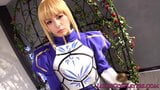 Cosplay FSN Saber enjoys creampie after being fingered by Sh snapshot 2