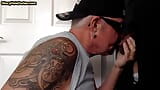 Inked gloryhole DILF sucks cock till jizz in greedy mouth snapshot 1