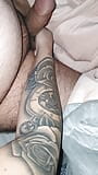 Step mom with sexy tattoo handjob step son dick in bed snapshot 4