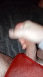 Jerking off in wife's red sheer t-string snapshot 4