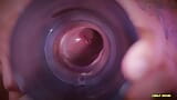 Closeup view from inside my fake pussy while I fuck it slow and passionate until I shoot a big load. Cum inside fleshlight. snapshot 8