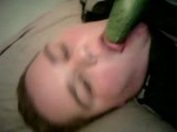 Trailer trash Angie licking and teasing me with cucumber snapshot 2