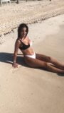 Black and White Thong Bikini on Beach snapshot 12