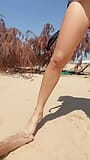 Me- Naked Teen Girl Shows Pussy, Legs and Feet and Toes, Foot, Leg Fetish on Nudist Beach Outdoor snapshot 9